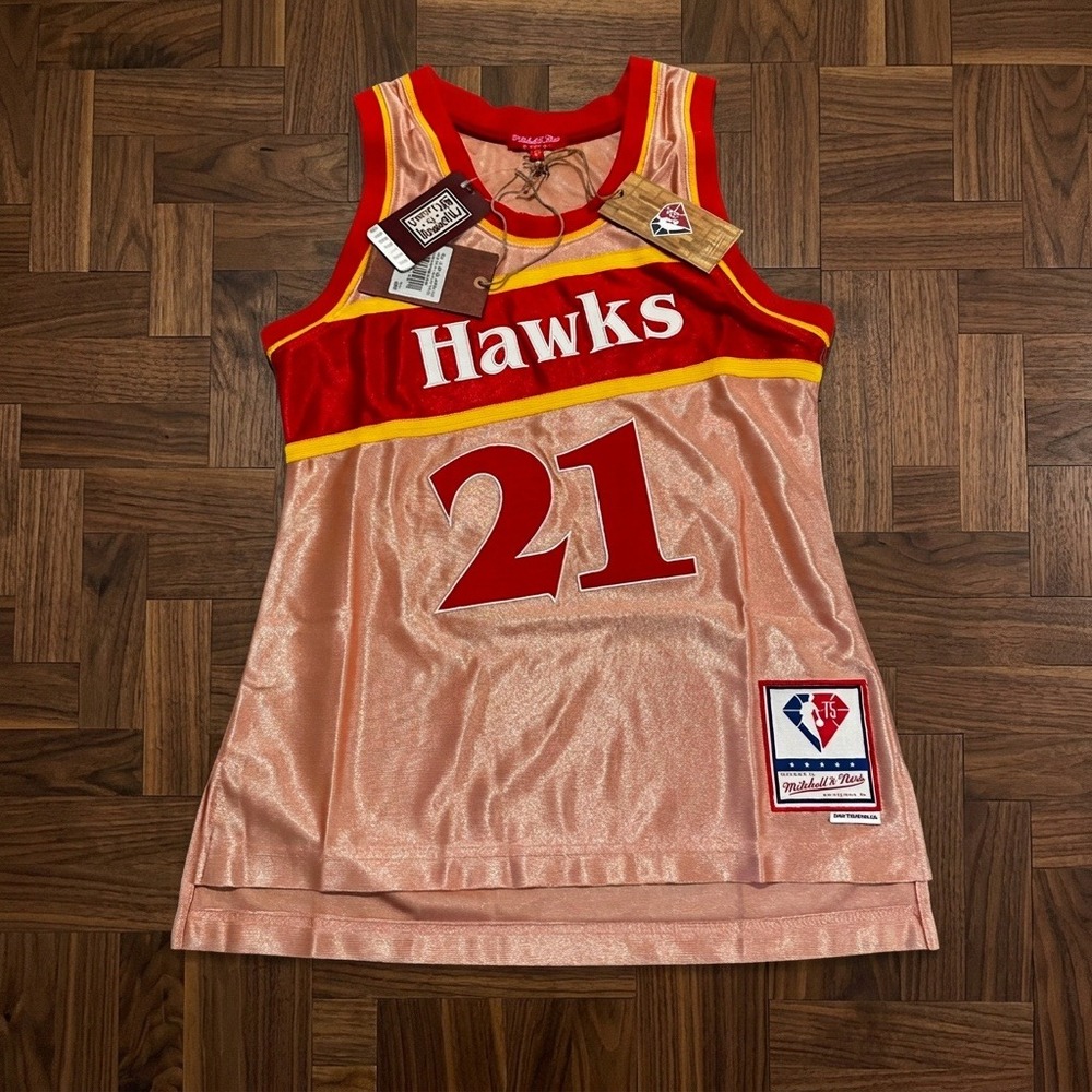 Mitchell & Ness Womens S Atlanta Hawks Dominique Wilkins Rose Gold Jersey NWT